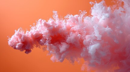  a close up of a pink and white substance on an orange background with a red spot in the middle of the image and a red spot in the middle of the photo.