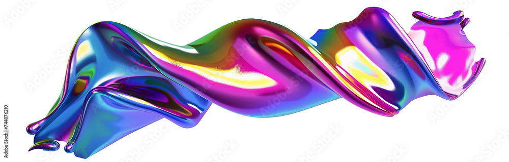 Aufkleber abstract 3d colorful paint curl, chromatic twisted flowing shape isolated on transparent background