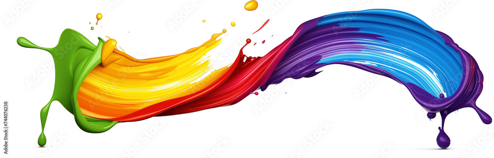 Aufkleber abstract 3d colorful paint curl, chromatic flowing shape isolated on transparent background
