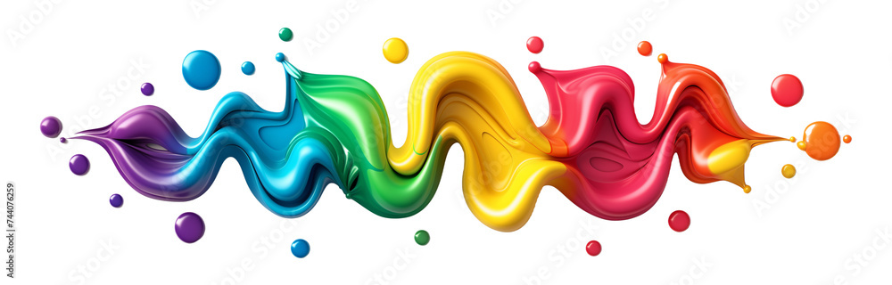 Aufkleber abstract 3d colorful paint curl, chromatic flowing shape isolated on transparent background