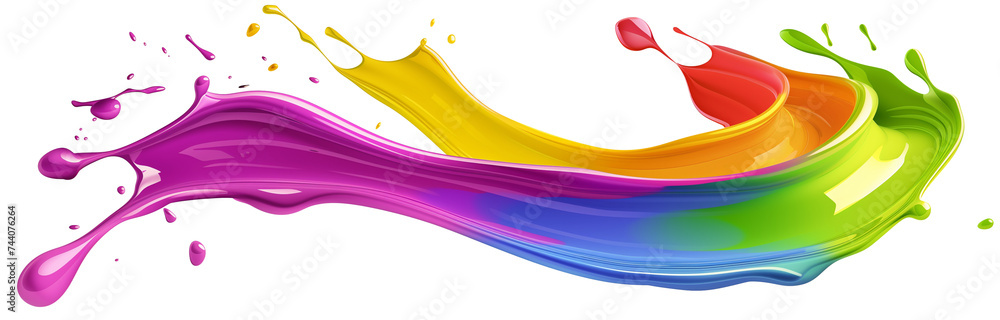 Aufkleber abstract 3d colorful paint curl, chromatic flowing shape isolated on transparent background