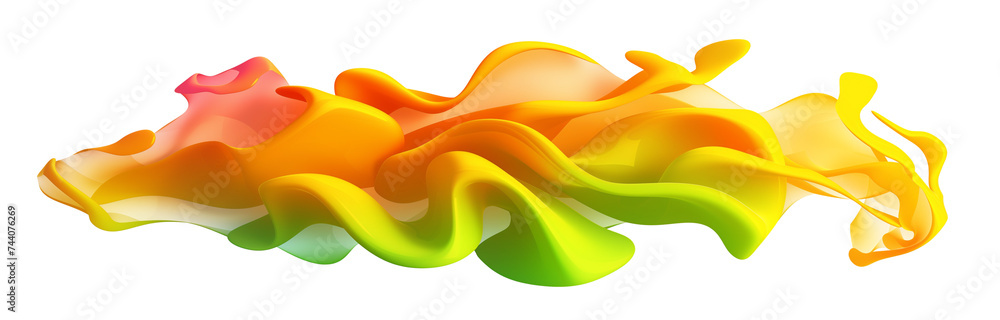 Aufkleber abstract 3d colorful paint curl, chromatic flowing shape isolated on transparent background