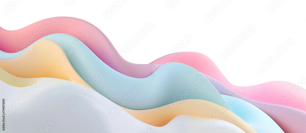 Poster 3d rendering colorful flowing shape with wave lines isolated on transparent background