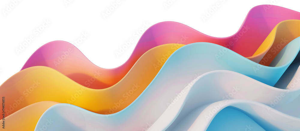 Poster 3d rendering colorful flowing shape with wave lines isolated on transparent background