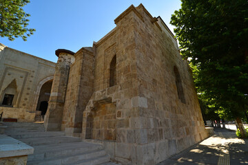 Fototapeta na wymiar Torumtay Tomb, located in Amasya, Turkey, was built in the 13th century. It has a design like no other in Turkey.