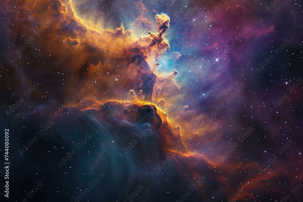 Poster an awe-inspiring image captures a magnificent expanse of space featuring sparkling stars and celesti