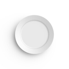 Empty round white dinner plate isolated on white background