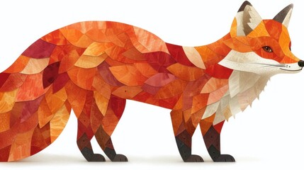  a picture of a red fox made out of different colored pieces of paper and cut out to look like it's been cut out of a piece of paper.