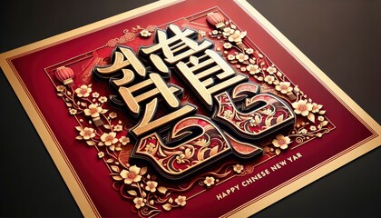 A tyle artwork with ornate calligraphy and festive elements. AI Generative