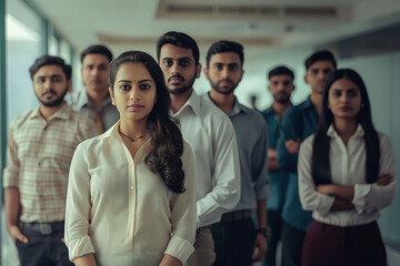 Obraz premium Group of sucessful indian tech employees in office