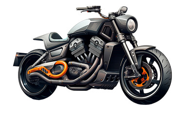 Sleek Cruiser Motorcycle Isolated on Transparent Background PNG.