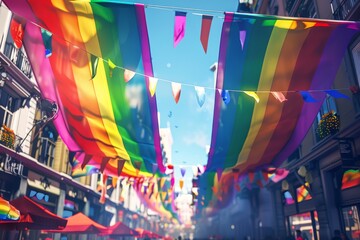 LGBTQ Pride varied. Rainbow untrammeled colorful intersex flag diversity Flag. Gradient motley colored beige LGBT rights parade festival guerrilla warfare diverse gender illustration - obrazy, fototapety, plakaty
