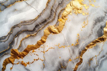 A detailed close-up shot capturing the intricate gold and white veins of a marble surface, Marble texture with streaks of gold for an elegant abstract background, AI Generated