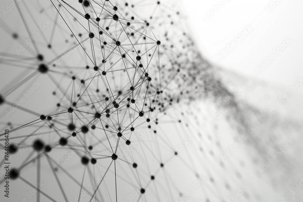 Aufkleber a black and white photo capturing a complex network of interconnected dots, minimal visualization of