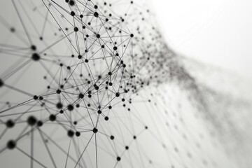 A black and white photo capturing a complex network of interconnected dots, Minimal visualization of an IP address flow, AI Generated