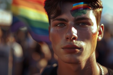LGBTQ Pride rally. Rainbow gender euphoria colorful transcendent diversity Flag. Gradient motley...