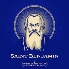 Saints of the Catholic Church. Saint Benjamin (329-424) was a deacon martyred circa 424 in Persia. - obrazy, fototapety, plakaty
