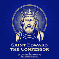 Saints of the Catholic Church. Saint Edward the Confessor (1003-1066) was an Anglo-Saxon English king and saint. Usually considered the last king of the House of Wessex. - obrazy, fototapety, plakaty