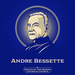 Saints of the Catholic Church. Andre Bessette (1845-1937) since his canonization as Saint Andre of Montreal, was a lay brother of the Congregation of Holy Cross and a significant figure of the Catholi - obrazy, fototapety, plakaty