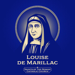 Saints of the Catholic Church. Louise de Marillac (1591-1660) was the co-founder, with Vincent de Paul, of the Daughters of Charity. - obrazy, fototapety, plakaty