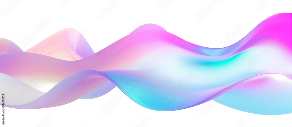 Poster 3d rendering colorful flowing shape with wave lines isolated on transparent background