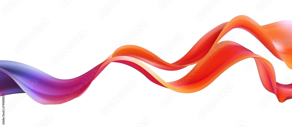 Poster 3d rendering colorful flowing shape with wave lines isolated on transparent background