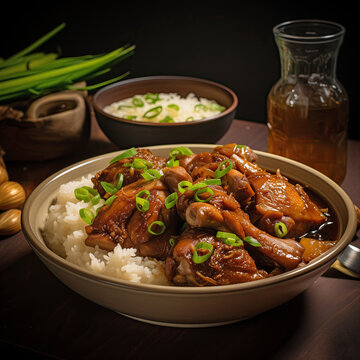 Delicious Philippine chicken adobo dish with aromatic herbs, perfect for a flavorful meal!