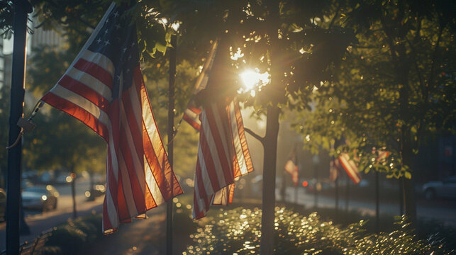 Where History Meets Celebration: A Cinematic Shot of Traditional 4th of July Decor, Generative AI