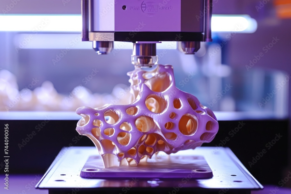 Poster an industrial machine with a specific object attached for a specific function, nano-3d printer creat