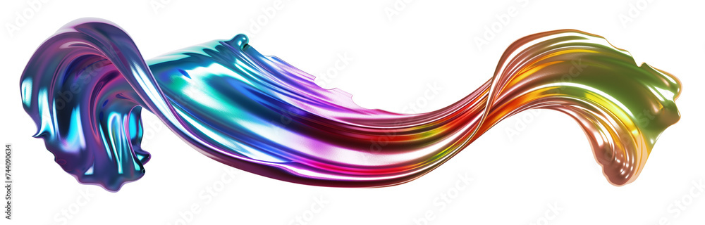 Aufkleber abstract 3d colorful paint curl, chromatic twisted flowing shape isolated on transparent background