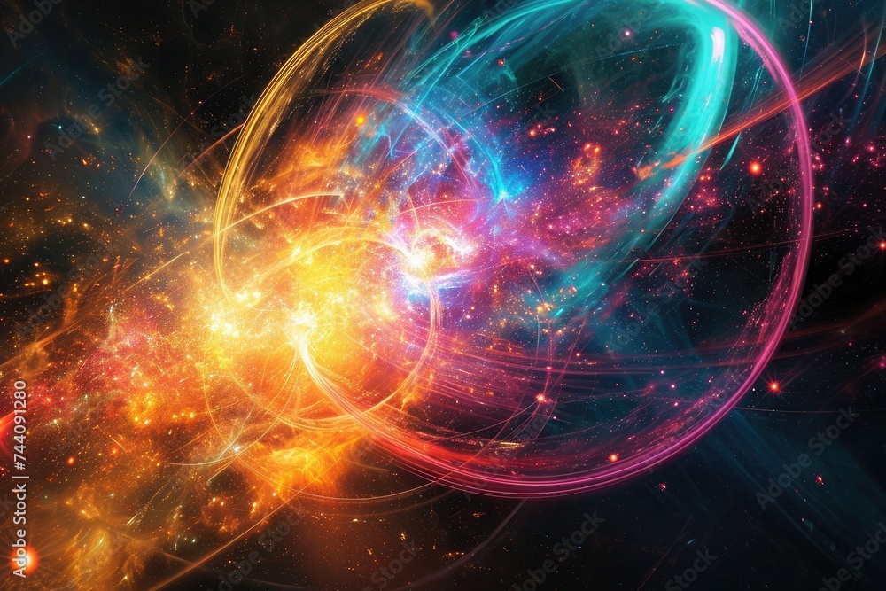 Poster a computer generated image featuring a captivating spiral formation in the vast expanse of space, na