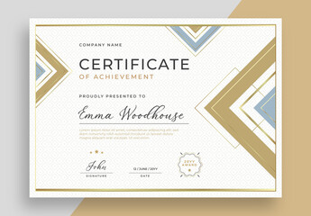 Certificate Template Layout with Golden Color Accents