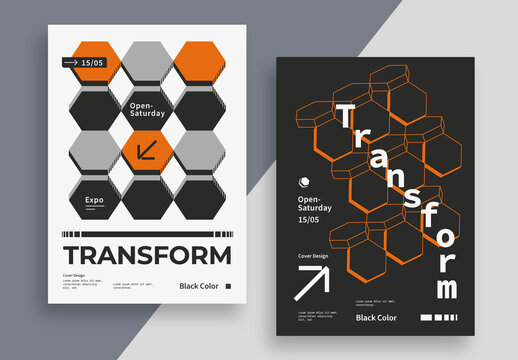Minimal Geometric Posters Layout with Hexagon Pattern