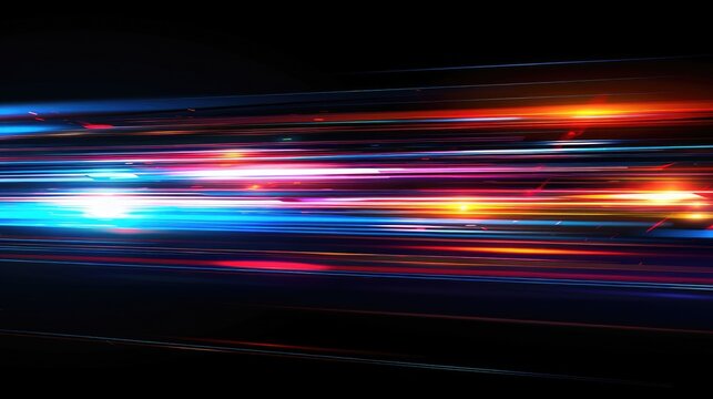 Futuristic technology background showcasing high speed data transfer with digital light trails