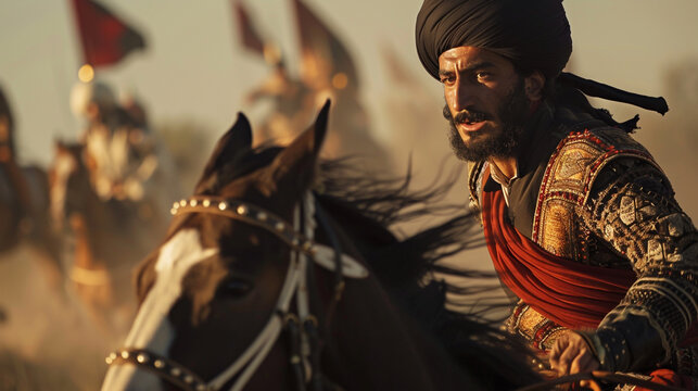 Ottoman cavalry in motion a close up on the warrior and his steed synergy of man and horse in war