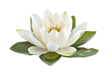 White Lotus Flower Isolated on White Background - Elegant Floral Stock Image
