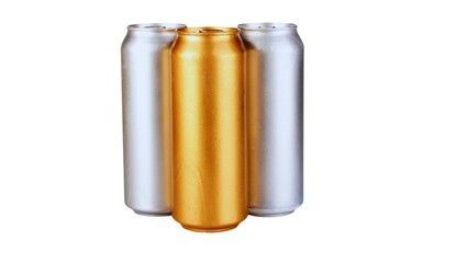 Energy drink soda can mockup template isolated on white background. Wet metal aluminum beverage drink can cutout, clipping path