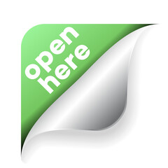 Open here sticker green color style