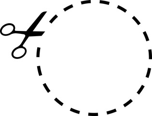 Cut Here Symbol with Scissors circle
