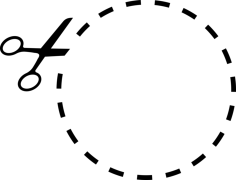 Cut Here Symbol with Scissors circle