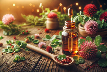 Obraz na płótnie Canvas Red clover essential oil