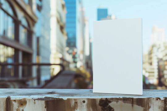 mockup of a blank cover white magazine with a beach summer vacation background