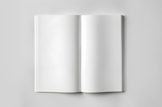 mockup of a open book with blank pages on a white background