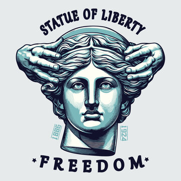 statue of liberty freedom america tshirt design vector