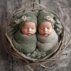 twin baby boys - obrazy, fototapety, plakaty