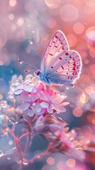 Beautiful butterfly on a flower against bokeh background