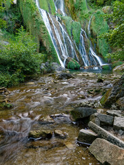 Long pause view of Glandieu falls, Bugey, Ain, France