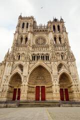 Fototapeta na wymiar Front entrance of Amiens Cathedral, Picardy, France