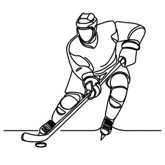 Hockey player, line drawing style