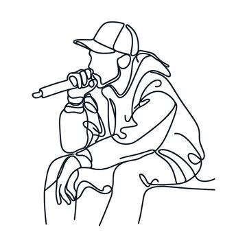 Rap artist, line drawing style